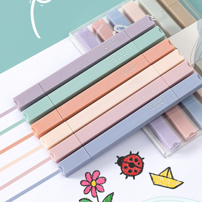 6 PCS Double Side Highlighter  - Pastel Highlighter Set Double Ended review and price