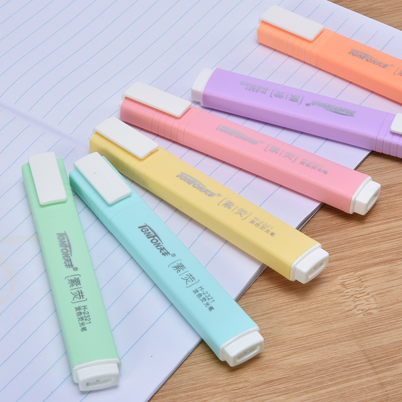6 Pcs/set Flat Shape Pale Colo - Pastel Highlighter Set Double Ended review and price